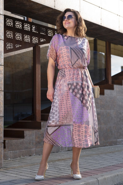 Платье из шифона с резинкой на талии и рукавами-фонариками Avanti 1193-10 - фото 1