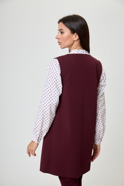 Жилет красный удлиненный с прорезными карманами Anelli 1036 винный - фото 4