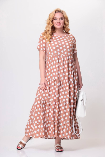Платье макси из вискозы с вытачками и карманами Swallow 577 нежный_персик - фото 1