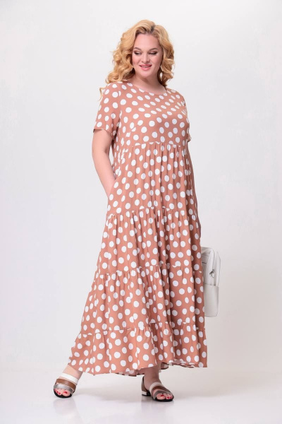 Платье макси из вискозы с вытачками и карманами Swallow 577 нежный_персик - фото 5