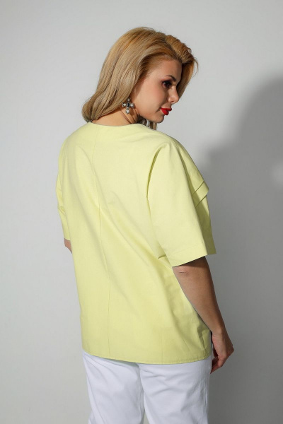 Летняя желтая блуза со складками и коротким рукавом YFS 731 желтый - фото 3
