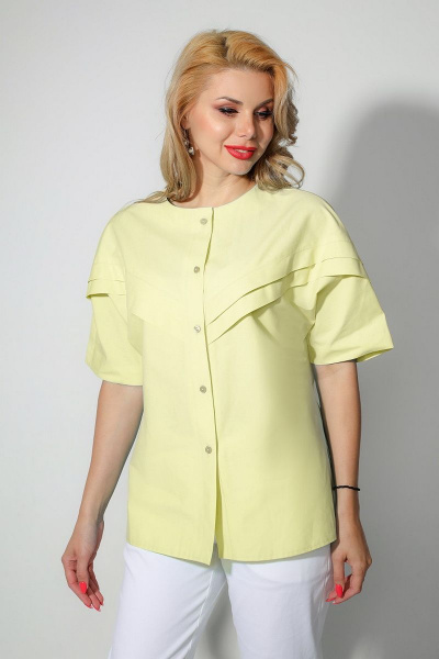 Летняя желтая блуза со складками и коротким рукавом YFS 731 желтый - фото 2