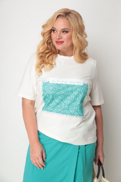 Брюки, майка Michel chic 1304/1 молоко-бирюза - фото 3