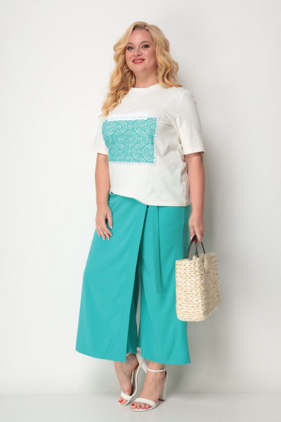 Брюки, майка Michel chic 1304/1 молоко-бирюза - фото 6