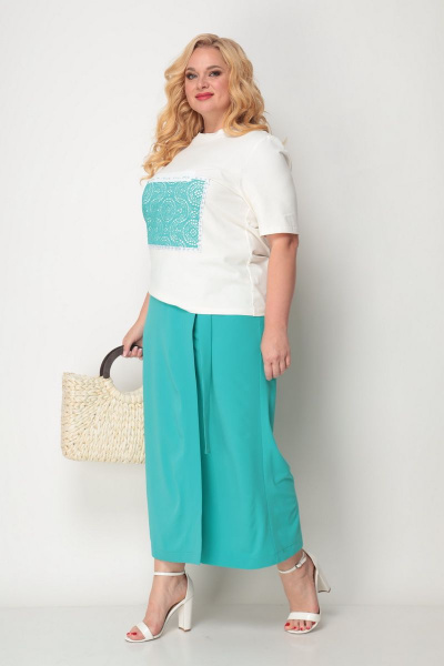 Брюки, майка Michel chic 1304/1 молоко-бирюза - фото 5