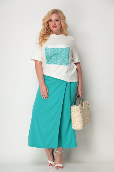 Брюки, майка Michel chic 1304/1 молоко-бирюза - фото 2