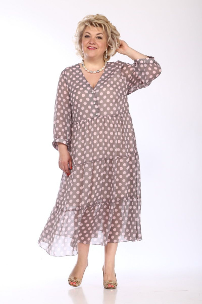 Платье свободного силуэта с V-образным вырезом и пуговицами Djerza 1441В - фото 8