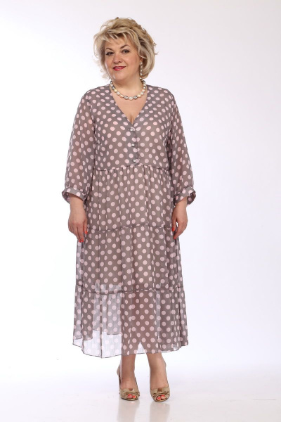 Платье свободного силуэта с V-образным вырезом и пуговицами Djerza 1441В - фото 6