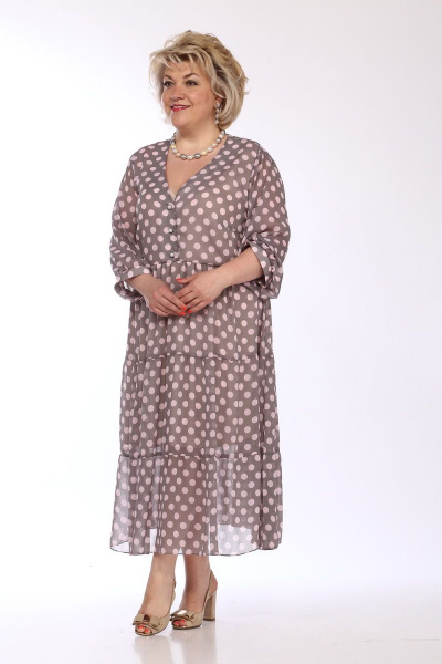Платье свободного силуэта с V-образным вырезом и пуговицами Djerza 1441В - фото 3