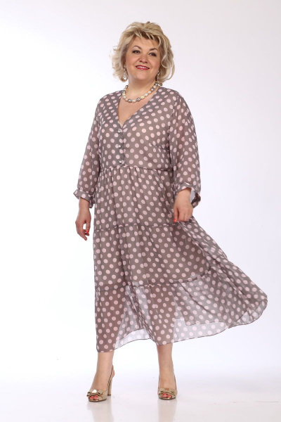 Платье свободного силуэта с V-образным вырезом и пуговицами Djerza 1441В - фото 2