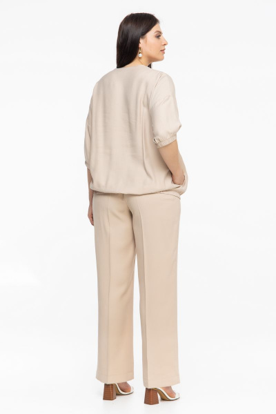 Бежевый костюм двойка из вискозы и текстиля для повседневной Avila 0900 бежевый - фото 4