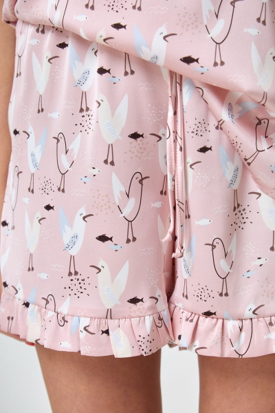 Летний пижамный комплект из вискозы с короткими шортами Anelli 1265 розовое_облако - фото 4