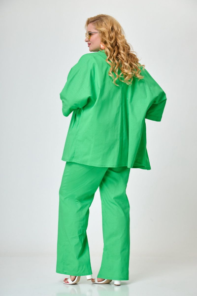 Льняной костюм с кимоно и брюками, зеленый, летний Anelli 1270 зеленый_яркий - фото 6