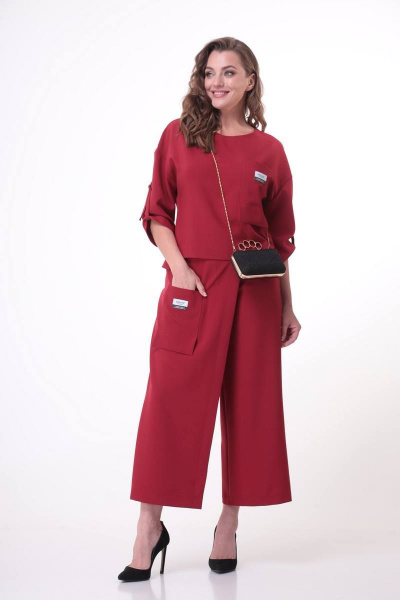 Блуза, кюлоты Taita plus 2131/12 бордо - фото 6