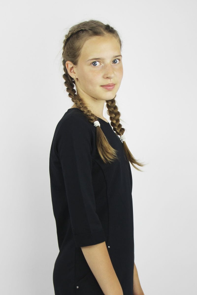 Платье в стиле на каждый день с карманами и рукавом 3/4 Полесье С4834-16 6С0786-Д43 152,158 черный - фото 2