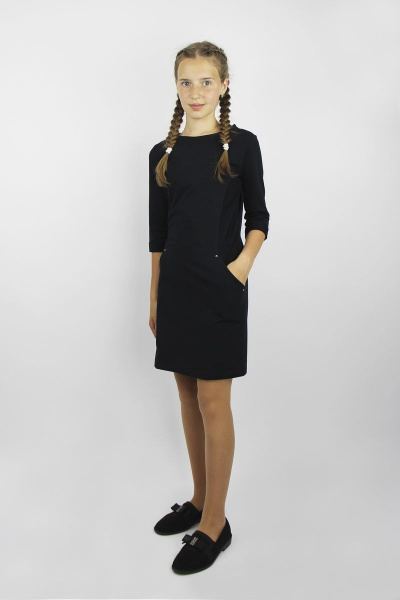 Платье полуприлегающего силуэта до середины бедра с карманами Полесье С4834-16 6С0786-Д43 170 черный - фото 1