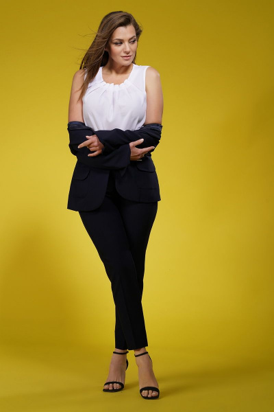 Блуза, брюки, жакет Белтрикотаж 4188/1 темно-синий - фото 4