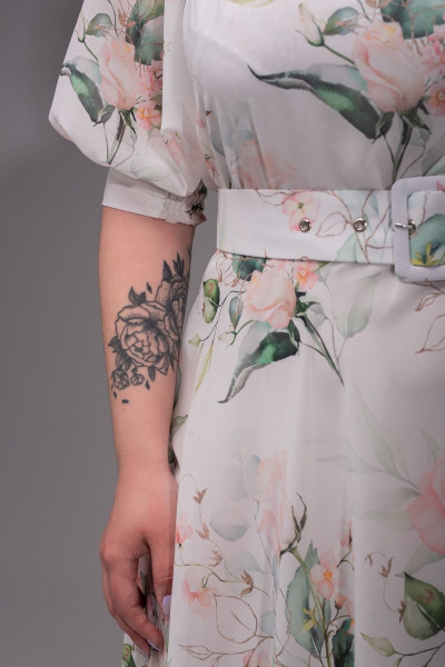 Платье АСВ 1247.2 белый+цветы - фото 9