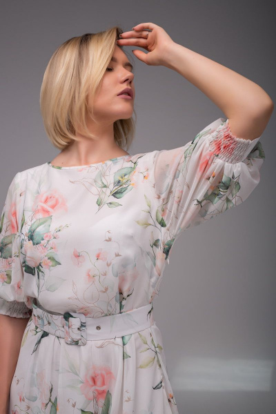 Платье АСВ 1247.2 белый+цветы - фото 5