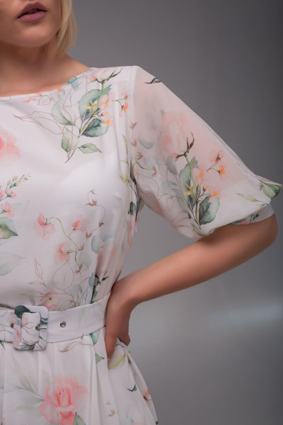 Платье АСВ 1247.2 белый+цветы - фото 4