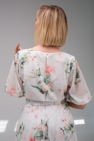 Платье АСВ 1247.2 белый+цветы - фото 3