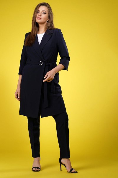 Блуза, брюки, пальто Белтрикотаж 6760/1 темно-синий - фото 4