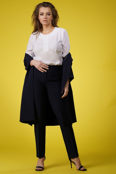 Блуза, брюки, пальто Белтрикотаж 6760/1 темно-синий - фото 3