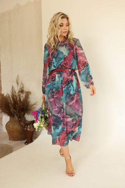 Платье AMORI 9568 розово-бирюзовый - фото 3