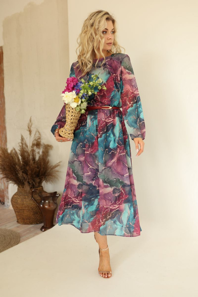 Платье AMORI 9568 розово-бирюзовый - фото 1