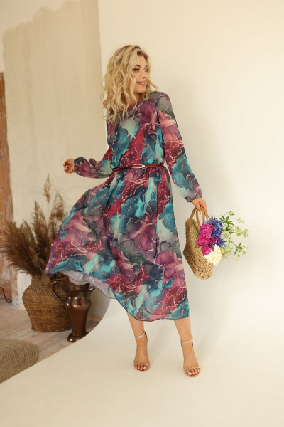 Платье AMORI 9568 розово-бирюзовый - фото 2