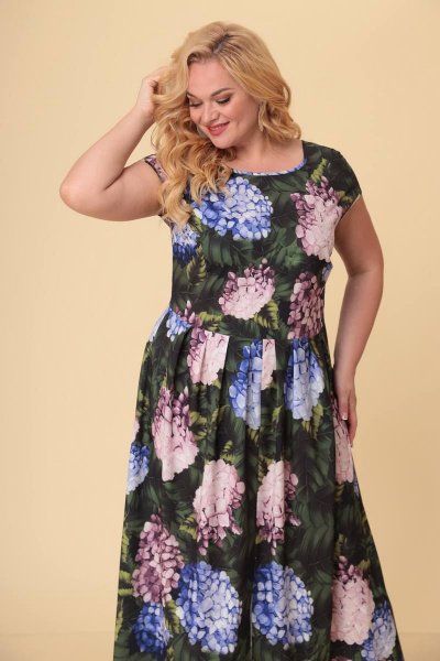 Платье с воланами, разрезом и складками по линии талии TrikoTex Stil Л1222 - фото 4