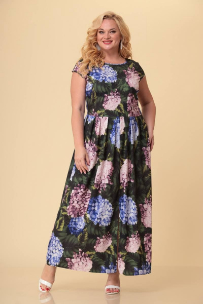 Платье с воланами, разрезом и складками по линии талии TrikoTex Stil Л1222 - фото 1