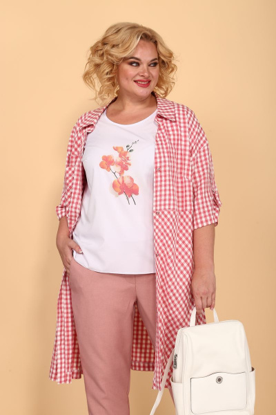 Блуза, брюки, кардиган Tensi 333 пудрово-красный - фото 3