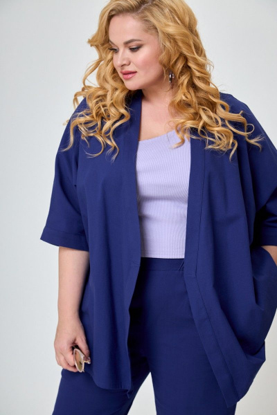 Ленский костюм из льна: кимоно и брюки с карманами Anelli 1270 василек - фото 4