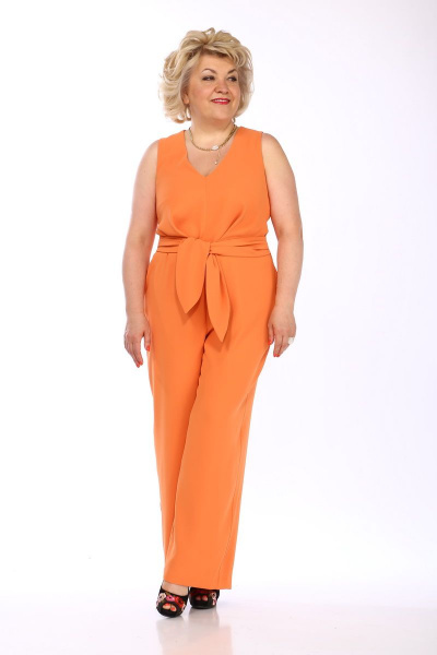 Комбинезон с V-образным вырезом и складками на талии Djerza 762 оранжевый - фото 1