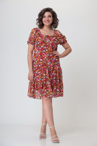 Платье из шифона с воланами, карманами и каре-вырезом Орхидея 1181 - фото 1