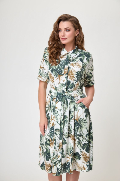 Летнее платье из хлопка и текстиля, 109 см, мультиколор DaLi 5348 олива - фото 2
