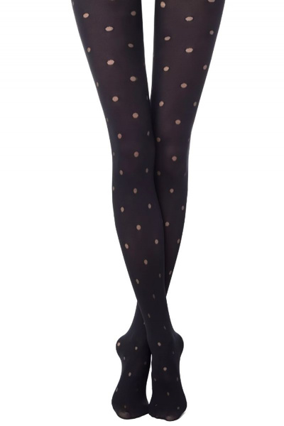 Демисезонные черные колготки с горошком 60 den CONTE Fantasy_ENJOY_Nero - фото 2