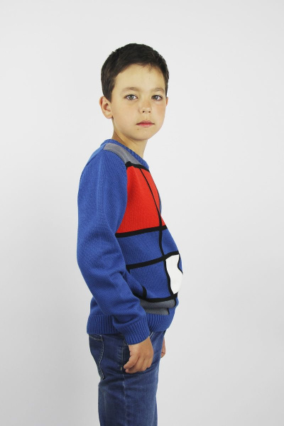 Джемпер прямого силуэта из хлопка для демисезона Полесье С9929-17 8С0556-Д43 122 синий_василек - фото 2