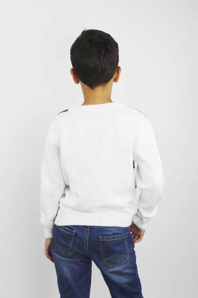 Джемпер прямого силуэта из хлопка для демисезона Полесье С9929-17 8С0556-Д43 122,128 отбеленный - фото 3