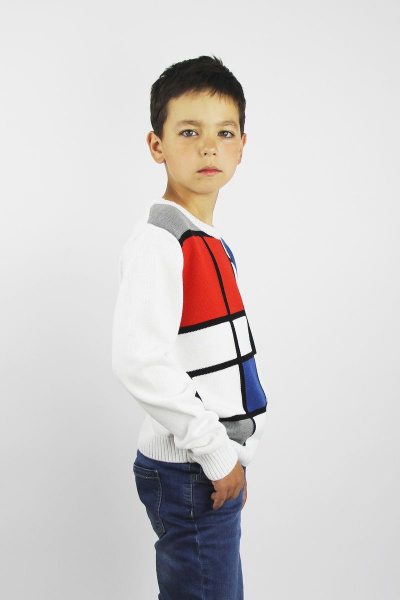 Джемпер прямого силуэта из хлопка для демисезона Полесье С9929-17 8С0556-Д43 122,128 отбеленный - фото 2