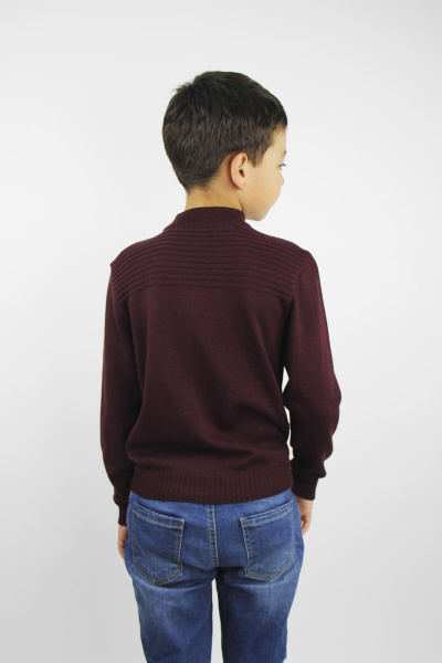 Джемпер хлопковый прямой с двойным воротником демисезонный Полесье С9088-17 8С0289-Д43 146 сливовый - фото 3