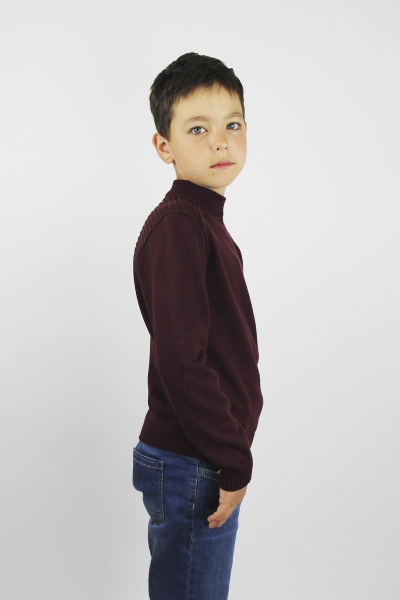 Джемпер хлопковый прямой с двойным воротником демисезонный Полесье С9088-17 8С0289-Д43 146 сливовый - фото 2