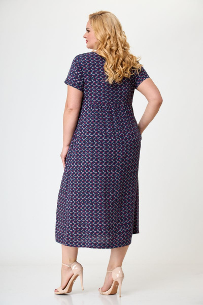 Летнее платье из штапеля с нагрудными вытачками LadyThreeStars 2285 синий - фото 2
