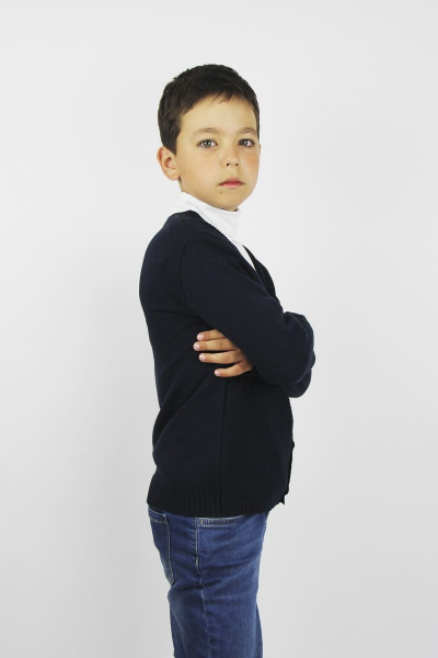 Демисезонный хлопковый жакет с вырезом для мальчика Полесье С2070-21 1С1189-Д43 146 т.синий - фото 2
