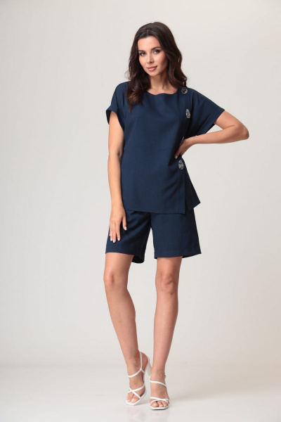 Костюм 2-ка из текстиля с короткими шортами и блузкой Talia fashion 387 - фото 4