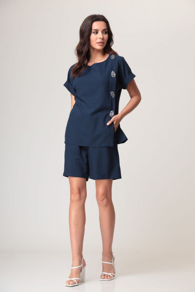 Костюм 2-ка из текстиля с короткими шортами и блузкой Talia fashion 387 - фото 1