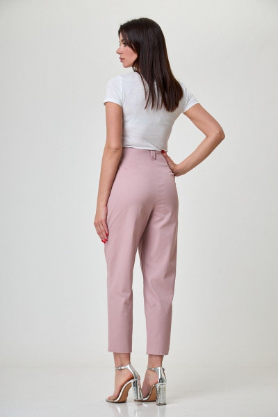 Розовые брюки с высокой посадкой и зауженными штанинами Anelli 948 розовый_кизил - фото 4