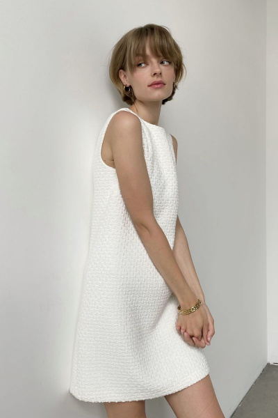 Классическое мини платье из букле с подкладкой HELEN BIRCH Pl044 молочный - фото 14