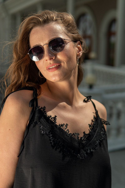 Платье женское с кружевом и бретелями для летних дней Andina 805 черный - фото 8